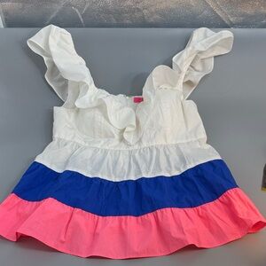 Lilly Pulitzer Emie‎ Ruffle Babydoll Top Size 8 NWT